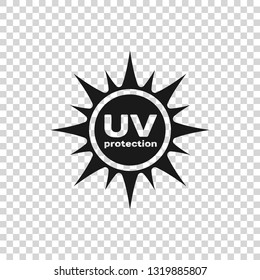 Grey UV protection icon isolated on transparent background. Ultra violet rays radiation. SPF sun sign. Vector Illustration