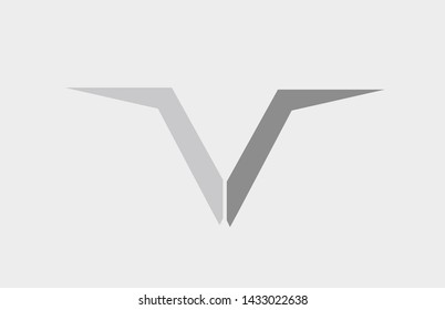 grey V alphabet letter suitable as a logo icon design for a company or business