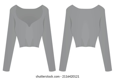 Grey V Neck Jumper. Vector Illustration