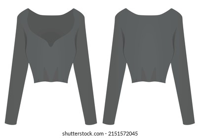 Grey V Neck Jumper. Vector Illustration