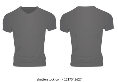 Grey v neck t shirt. vector illustration