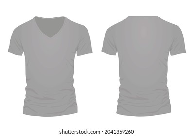 Grey v neck t shirt. vector illustration