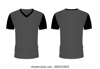 Grey v neck t shirt. vector illustration