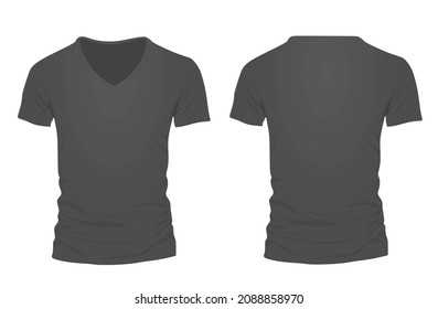 Grey  v neck t shirt. vector illustration