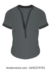 Grey v neck t shirt. vector illustration	