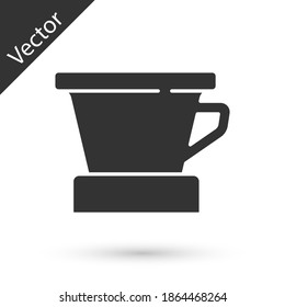 Grey V60 coffee maker icon isolated on white background. Vector.