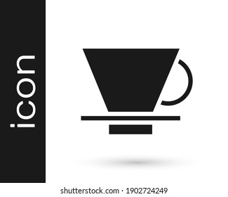 Grey V60 coffee maker icon isolated on white background.  Vector Illustration