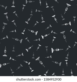 Grey Vacuum cleaner icon isolated seamless pattern on black background.  Vector Illustration