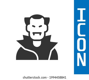 Grey Vampire icon isolated on white background. Happy Halloween party.  Vector