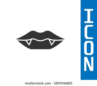 Icono de dientes de Vampiro gris aislado en fondo blanco. Feliz fiesta de Halloween.  Vector