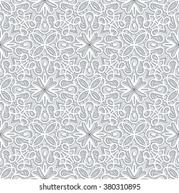 Grey vector background, lace texture, seamless pattern in neutral color