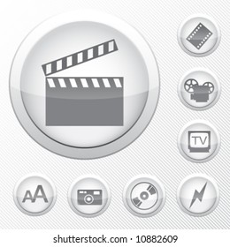 grey vector icons - media