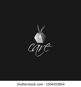 Grey vector illustration of plant and the pot