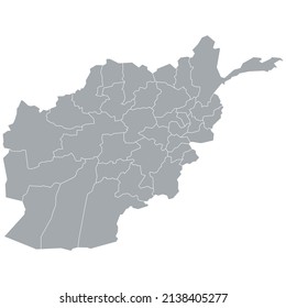 Grey Vector Map of Afghanistan with Administrative borders