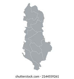 Grey Vector Map of Albania and Herzegovina with Administrative borders