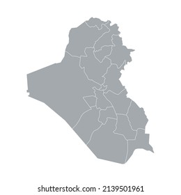 Mapa de vectores grises de IRAQ con fronteras administrativas