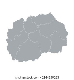 Graue Vektorkarte von Nordmakedonien und Herzegowina mit Verwaltungsgrenzen