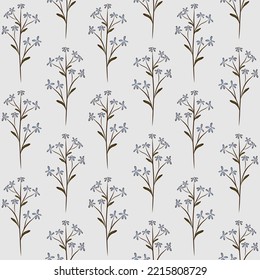 GREY VECTOR SEAMLESS BACKGROUND WITH LIGHT BLUE FORGET-ME-NOT WILDFLOWERS
