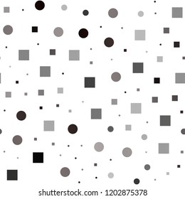 grey vector seamless cover with circles, cubes. Decorative design in abstract style with circles, rectangles. Pattern for design of window blinds, curtains.