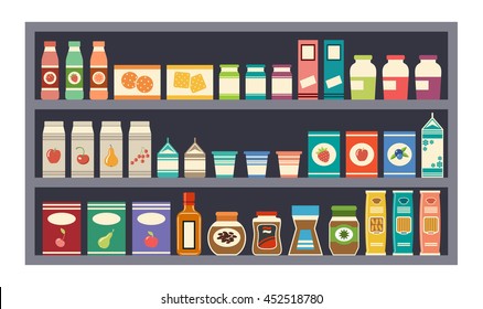 Supermarket shelf food Stock Vectors, Images & Vector Art | Shutterstock