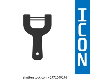 Grey Vegetable peeler icon isolated on white background. Knife for cleaning of vegetables. Kitchen item, appliance.  Vector