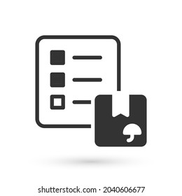 Grey Verification of delivery list clipboard icon isolated on white background.  Vector