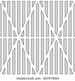 Grey vertical lines on white background. Seamless surface pattern design with linear ornament. Strokes wallpaper. Hash stroke motif. Digital paper with stripes for textile print. Striped vector