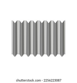 Grey vertical metal roof tiles vector illustration. Cartoon drawing of metallic profile sheets for house or home roof on white background. Construction, materials concept - Shutterstock ID 2256223087