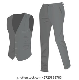 Chaleco y pantalón gris. Vector