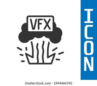 Grey VFX icon isolated on white background.  Vector