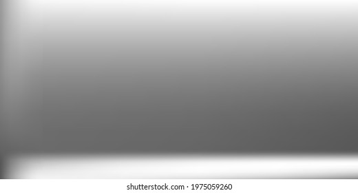 Grey Vibrant Horizontal Gradient Mesh. Silver Gray Modern Design Backdrop. Black and White  Blank Office Background. Monochromatic Blurred Texture Illustration. Metallic Horizontal Gradient Mesh.