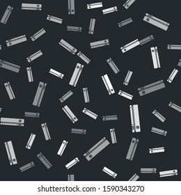 Grey Video game console icon isolated seamless pattern on black background.  Vector Illustration