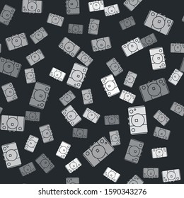 Grey Video game console icon isolated seamless pattern on black background.  Vector Illustration