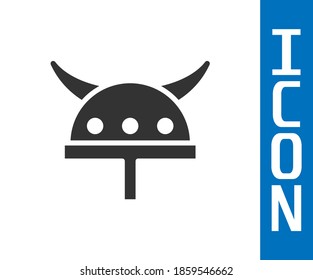 Grey Viking in horned helmet icon isolated on white background.  Vector