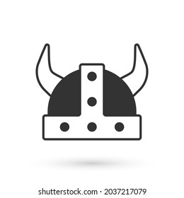 Grey Viking in horned helmet icon isolated on white background.  Vector