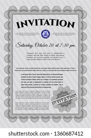 Grey Vintage invitation. Artistry design. Customizable, Easy to edit and change colors. Complex background. 
