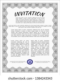Grey Vintage invitation. Artistry design. With complex background. Detailed. 