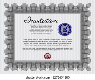 Grey Vintage invitation. With background. Customizable, Easy to edit and change colors. Nice design. 