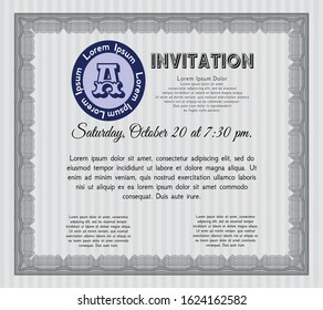 Grey Vintage invitation. With background. Vector illustration. Cordial design. 