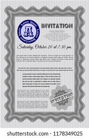Grey Vintage invitation. Beauty design. With guilloche pattern. Detailed. 