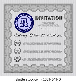 Grey Vintage invitation. Beauty design. Customizable, Easy to edit and change colors. With background. 