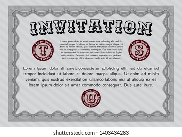 Grey Vintage invitation. Beauty design. Customizable, Easy to edit and change colors. With linear background. 