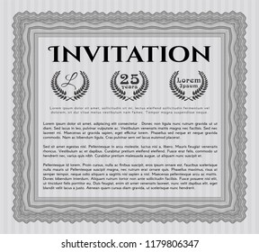 Grey Vintage invitation. Complex background. Excellent design. Detailed. 