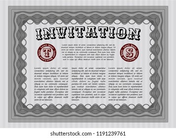 Grey Vintage invitation. With complex background. Modern design. Customizable, Easy to edit and change colors. 