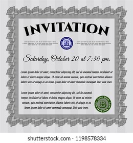 Grey Vintage invitation. Complex background. Customizable, Easy to edit and change colors. Artistry design. 