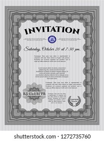 Grey Vintage invitation. Complex background. Modern design. Vector illustration. 