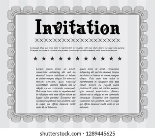 Grey Vintage invitation. Complex background. Customizable, Easy to edit and change colors. Cordial design. 