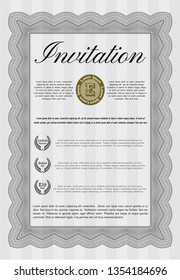 Grey Vintage invitation. With complex background. Elegant design. Vector illustration. 