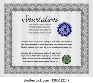 Grey Vintage invitation. With complex background. Money style design. Detailed. 