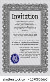 Grey Vintage invitation. Complex background. Money style design. Detailed. 